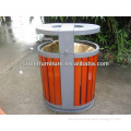 Antique steel wooden outdoor bins/waste basket/outside trash bin